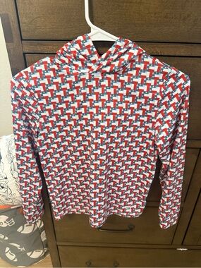 BURLEBO Red, White & Blue Flag-Print Hooded Top
